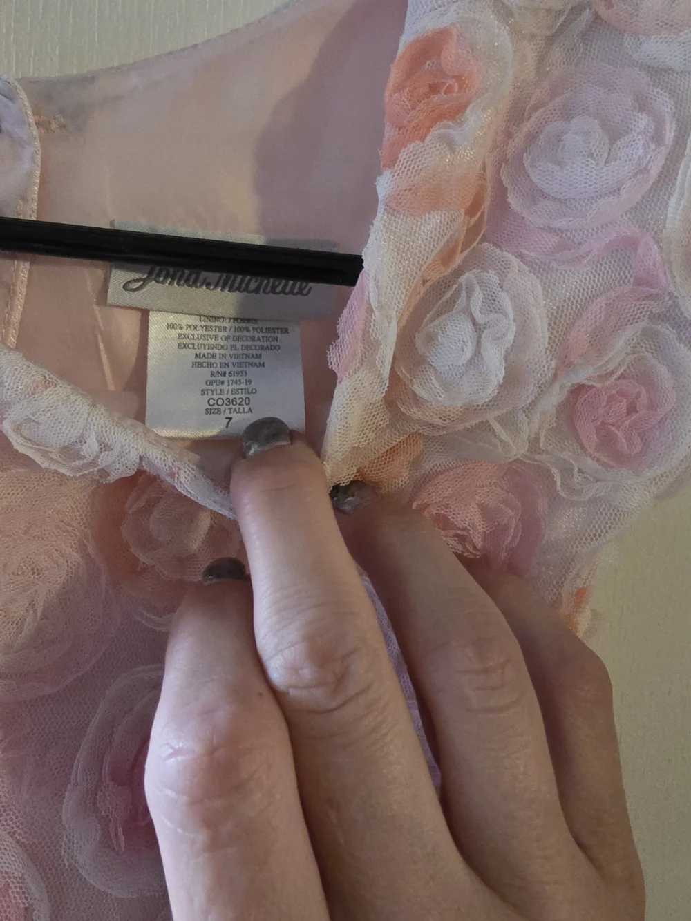 Jona Michelle Pink Floral Rosette Tulle Dress